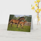 Thoroughbred Chestnut Mare & Foal Kaart (Gele Bloem)