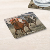 Thoroughbred Equine Wins Horse Race Kartonnen Onderzetters (Schuin)