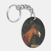 Thoroughbred Horse Headshot Sleutelhanger (Voorkant Links)