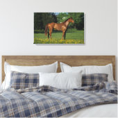 Thoroughbred Horse in Flowers Canvas Afdruk (Insitu (Slaapkamer))