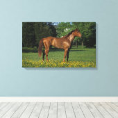 Thoroughbred Horse in Flowers Canvas Afdruk (Insitu (Houten vloer))