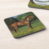 Thoroughbred Horse in Flowers Drankjes Onderzetter (Linkerzijde)