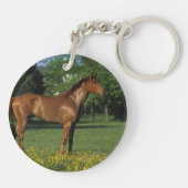 Thoroughbred Horse in Flowers Sleutelhanger (Achterkant)
