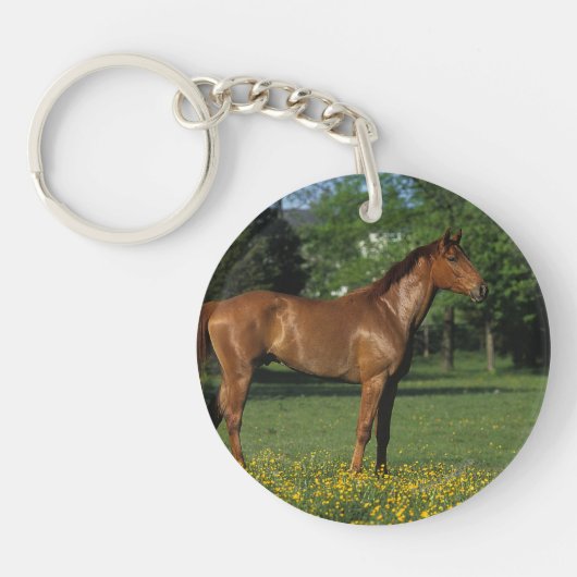 Thoroughbred Horse in Flowers Sleutelhanger (Voorkant)