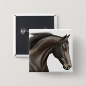 Thoroughbred Horse Pin Vierkante Button 5,1 Cm (Voorkant /achterkant)