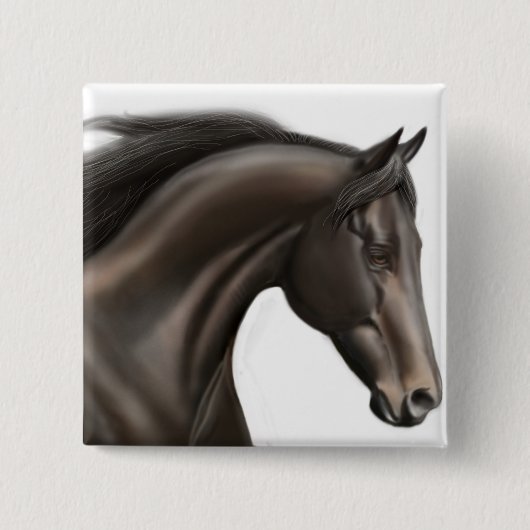 Thoroughbred Horse Pin Vierkante Button 5,1 Cm (Voorkant)