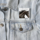 Thoroughbred Horse Pin Vierkante Button 5,1 Cm (In situ)