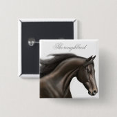 Thoroughbred Horse Pin Vierkante Button 5,1 Cm (Voorkant /achterkant)