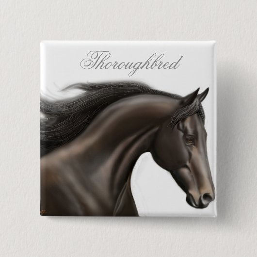 Thoroughbred Horse Pin Vierkante Button 5,1 Cm (Voorkant)