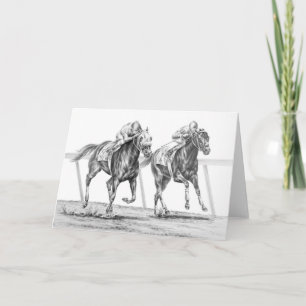 Thoroughbred Horse Race Drawing by Kelli Swan Kaart