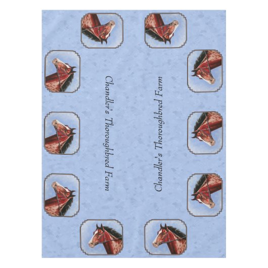 Thoroughbred Horse Racehorse Blue Tafelkleed (Voorkant)