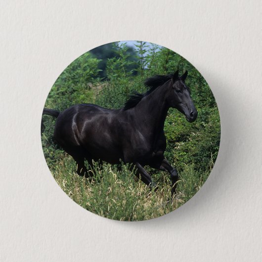 Thoroughbred Horse Runin Grass Ronde Button 5,7 Cm (Voorkant)