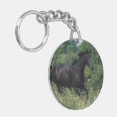 Thoroughbred Horse Runin Grass Sleutelhanger (Voorkant Links)