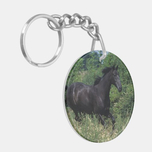 Thoroughbred Horse Runin Grass Sleutelhanger (Voorkant Links)