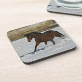 Thoroughbred Horse Runin the Snow Drankjes Onderzetter (Linkerzijde)
