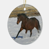 Thoroughbred Horse Runin the Snow Keramisch Ornament (Links)