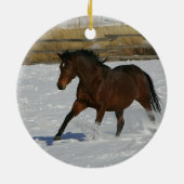 Thoroughbred Horse Runin the Snow Keramisch Ornament (Achterkant)