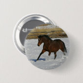 Thoroughbred Horse Runin the Snow Ronde Button 5,7 Cm (Voorkant /achterkant)