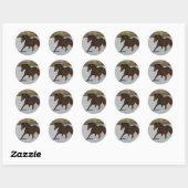 Thoroughbred Horse Runin the Snow Ronde Sticker (Vel)
