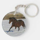Thoroughbred Horse Runin the Snow Sleutelhanger (Achterkant)