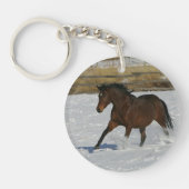 Thoroughbred Horse Runin the Snow Sleutelhanger (Voorkant)