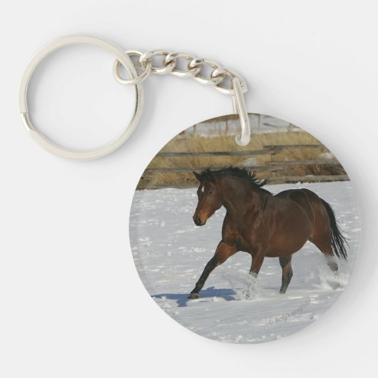 Thoroughbred Horse Runin the Snow Sleutelhanger (Voorkant)