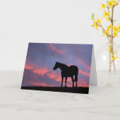 Thoroughbred Horse Silhouetted at Sunrise Kaart (Gele Bloem)