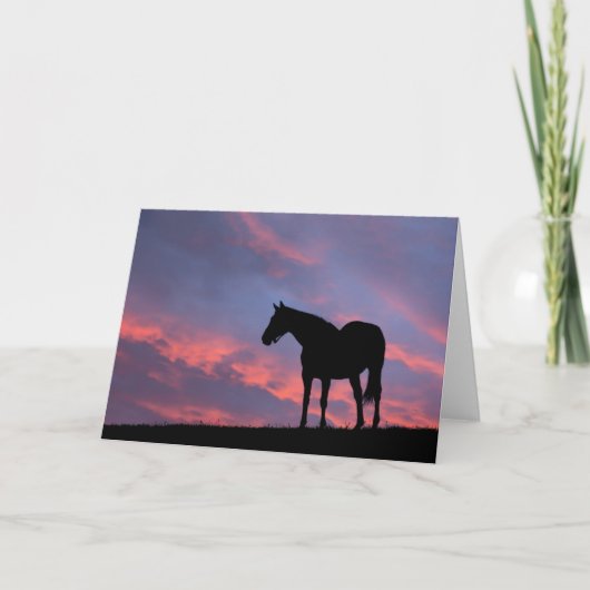 Thoroughbred Horse Silhouetted at Sunrise Kaart (Voorkant)