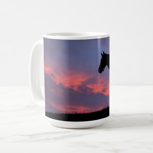 Thoroughbred Horse Silhouetted at Sunrise Koffiemok (Voorkant links)