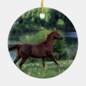 Thoroughbred Horse Standing in Flowers Keramisch Ornament (Achterkant)