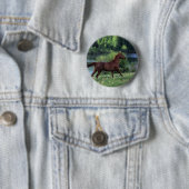 Thoroughbred Horse Standing in Flowers Ronde Button 5,7 Cm (In situ)