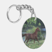 Thoroughbred Horse Standing in Flowers Sleutelhanger (Voorkant Links)