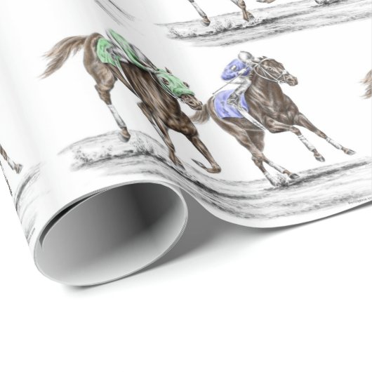 Thoroughbred Horses Racing Cadeaupapier (Rol Hoek)