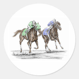 Thoroughbred Horses Racing Ronde Sticker