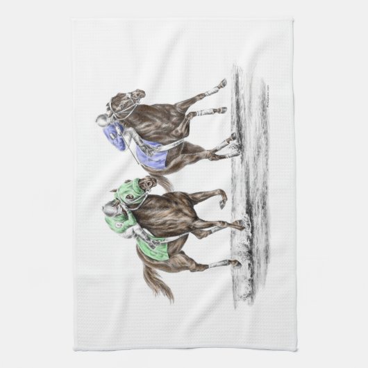 Thoroughbred Horses Racing Theedoek (Verticaal)