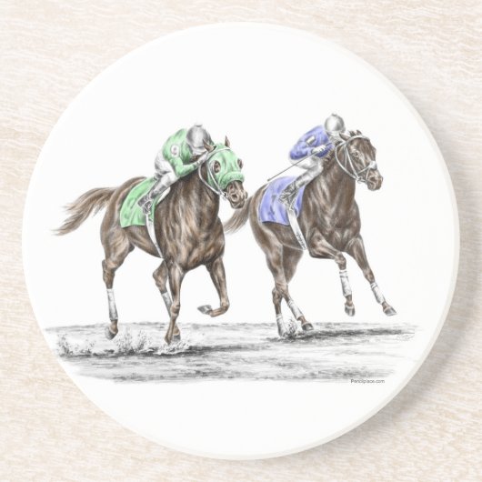 Thoroughbred Horses Racing Zandsteen Onderzetter (Voorkant)
