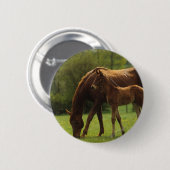 Thoroughbred Mare & Foal 2 Ronde Button 5,7 Cm (Voorkant /achterkant)