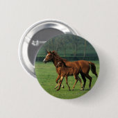 Thoroughbred Mare & Foal 3 Ronde Button 5,7 Cm (Voorkant /achterkant)