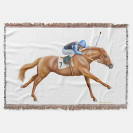 Thoroughbred Race Horse Equestrian Throw Blanket Deken