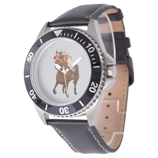 Thoroughbred Race Horse Wins Match Race Horloge (Gekanteld)