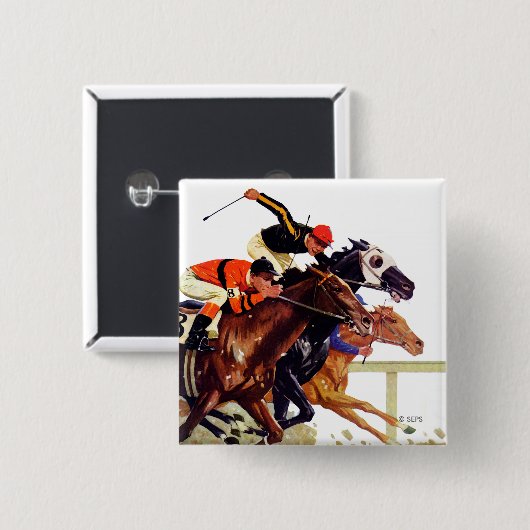 Thoroughbred Race Vierkante Button 5,1 Cm (Voorkant /achterkant)
