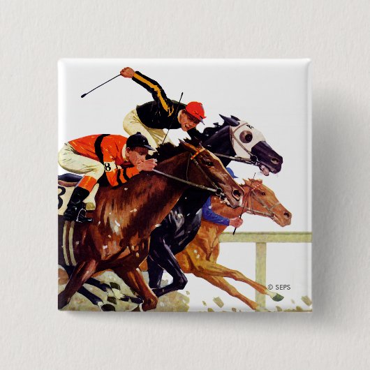 Thoroughbred Race Vierkante Button 5,1 Cm (Voorkant)