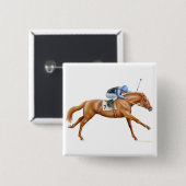 Thoroughbred Racehorse Pin Vierkante Button 5,1 Cm (Voorkant /achterkant)