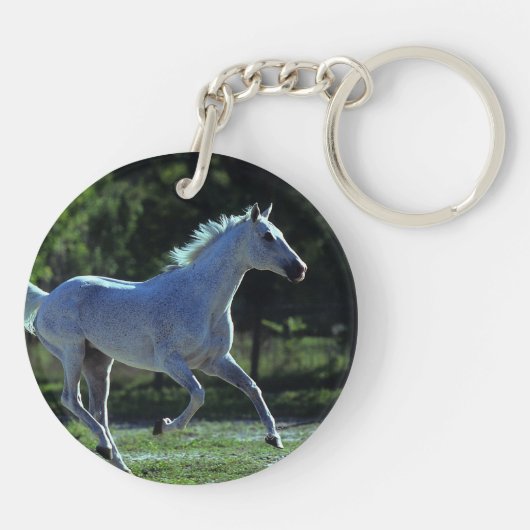 Thoroughbred Stallion Running Sleutelhanger (Achterkant)