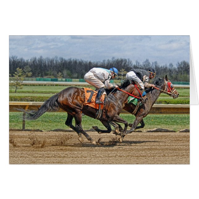 Thoroughbreds Close Race Card (Voorkant Horizontaal)