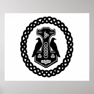 Thors hamer in een Celtic Knot Circle Poster