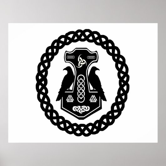 Thors hamer in een Celtic Knot Circle Poster (Voorkant)