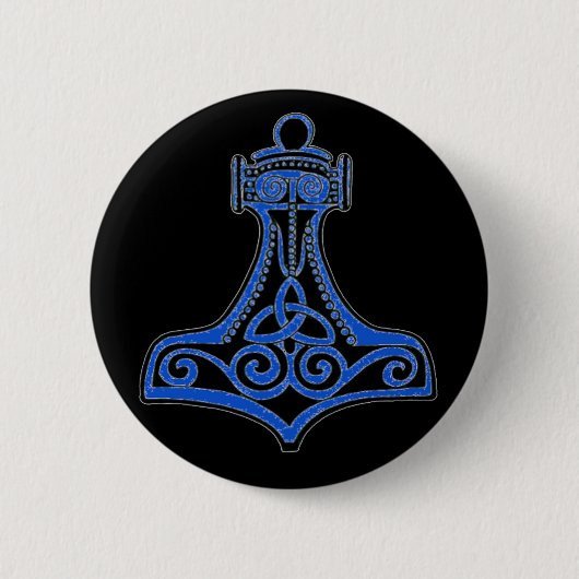 Thors Hammer Blue Ronde Button 5,7 Cm (Voorkant)