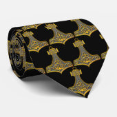 Thors Hammer Gold Black achtergrond Stropdas (Opgerold)