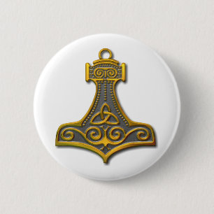Thor's Hammer-gold Ronde Button 5,7 Cm